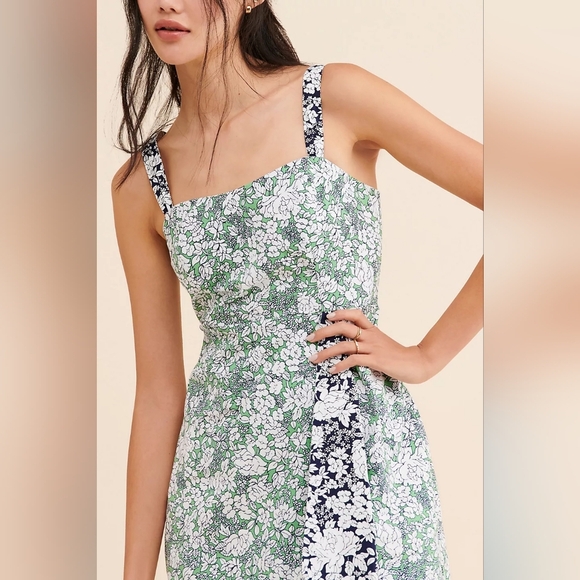 Anthropologie/Maeve Floral Green and White Dress - Picture 3 of 10